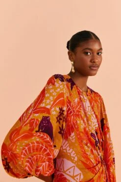 Farm Rio Beige Jungle Panther Lenzing™ Ecovero™ Viscose Midi Dress -Perfect Top Shop 313673 04