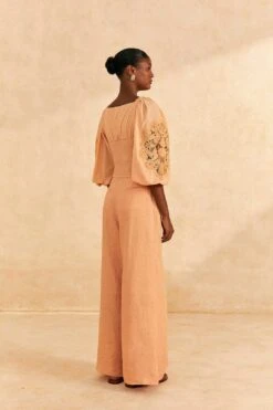 Farm Rio Dark Sand Lace Blouse -Perfect Top Shop 313679 04