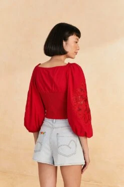 Farm Rio Red Lace Blouse -Perfect Top Shop 313682 04