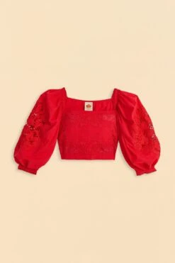 Farm Rio Red Lace Blouse -Perfect Top Shop 313682 06