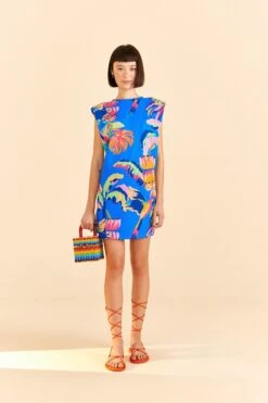 Farm Rio Blue Painted Jungle T-Shirt Dress -Perfect Top Shop 313685 02