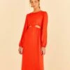 Farm Rio Red Viscose Satin Midi Dress 1 Farm Rio Red Viscose Satin Midi Dress -Perfect Top Shop 313816 02