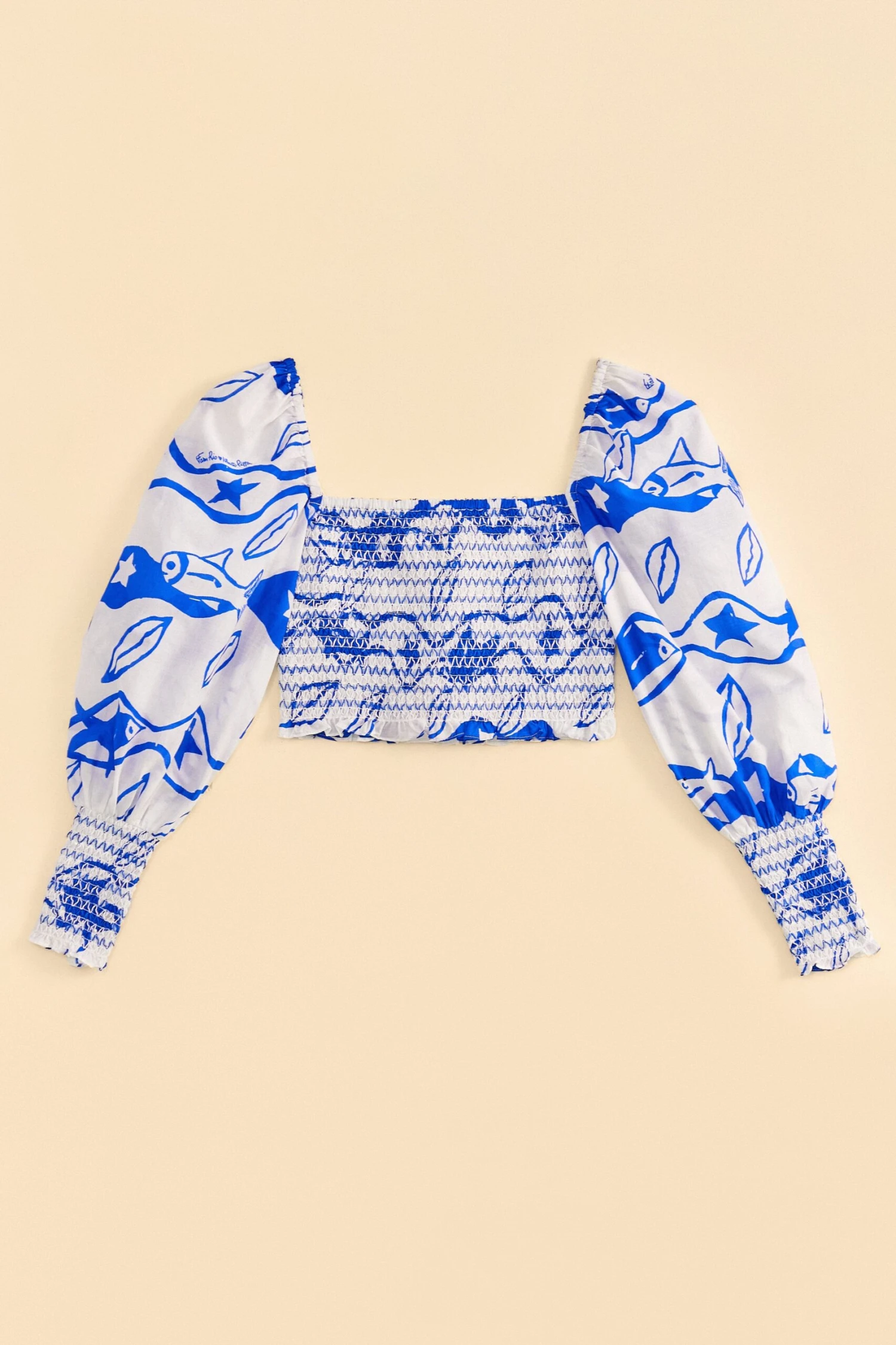 Farm Rio Off-White Pitta Waves Smocked Blouse 8 Farm Rio Off-White Pitta Waves Smocked Blouse - Image 6