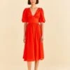 Farm Rio Red Short Sleeves Midi Dress -Perfect Top Shop 314511 01