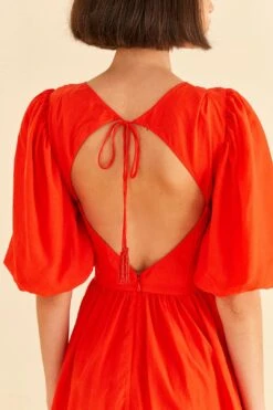 Farm Rio Red Short Sleeves Midi Dress -Perfect Top Shop 314511 03