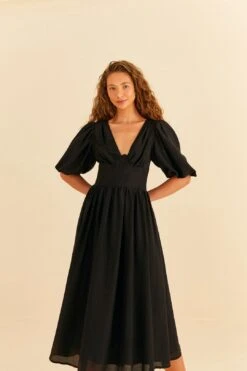 Farm Rio Black Short Sleeves Midi Dress -Perfect Top Shop 314512 04