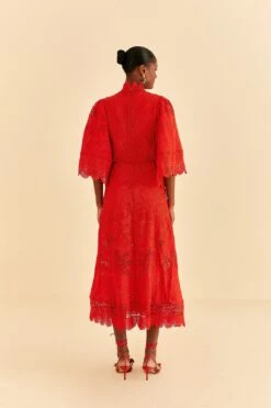 Farm Rio Red Guipure Cut Out Midi Dress 14 Farm Rio Red Guipure Cut Out Midi Dress -Perfect Top Shop 314516 04