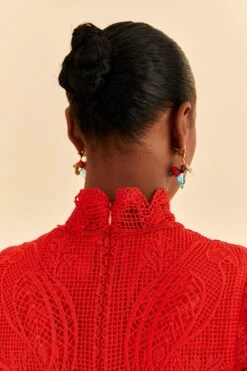 Farm Rio Red Guipure Cut Out Midi Dress 15 Farm Rio Red Guipure Cut Out Midi Dress -Perfect Top Shop 314516 05