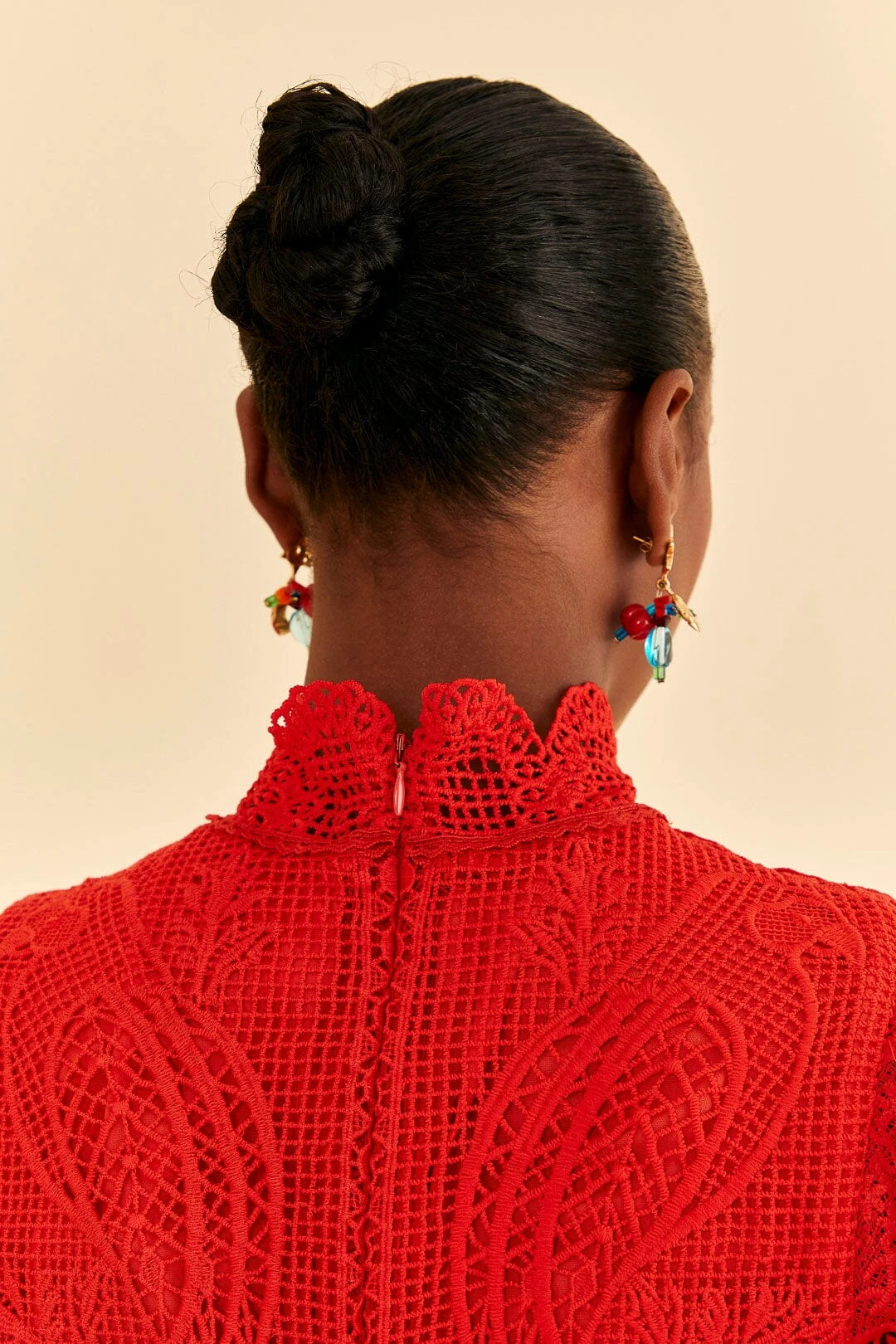 Farm Rio Red Guipure Cut Out Midi Dress 8 Farm Rio Red Guipure Cut Out Midi Dress - Image 6