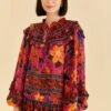 Farm Rio Pink Tropical Tapestry Long Sleeve Blouse -Perfect Top Shop 315105 01