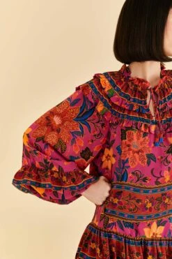 Farm Rio Pink Tropical Tapestry Long Sleeve Blouse 11 Farm Rio Pink Tropical Tapestry Long Sleeve Blouse -Perfect Top Shop 315105 03