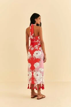 Farm Rio Pink Soft Garden Halter Neck Midi Dress -Perfect Top Shop 315958 03