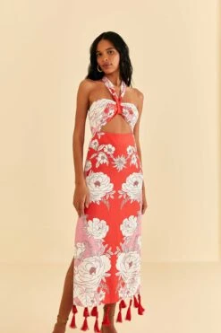 Farm Rio Pink Soft Garden Halter Neck Midi Dress -Perfect Top Shop 315958 04
