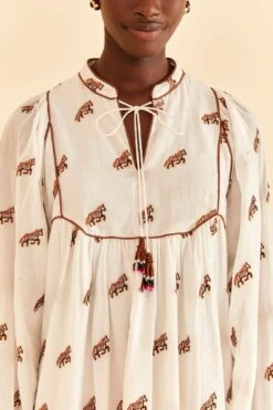 Farm Rio Off-White Embroidered Horses Midi Dress -Perfect Top Shop 315962 03