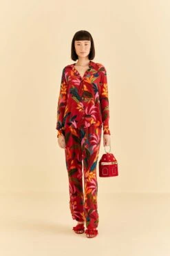 Farm Rio Red Rooster Leaves Long Sleeve Shirt -Perfect Top Shop 316428 02 542279de 060b 4544 83e0 52a83fd264f6