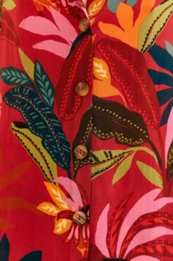 Farm Rio Red Rooster Leaves Long Sleeve Shirt -Perfect Top Shop 316428 05