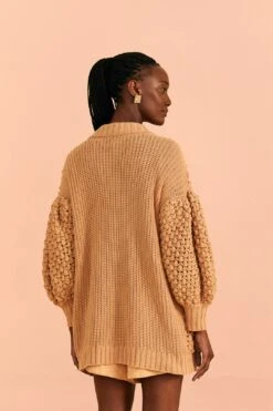 Farm Rio Dark Sand Handmade Dots Cardigan -Perfect Top Shop 317176 03