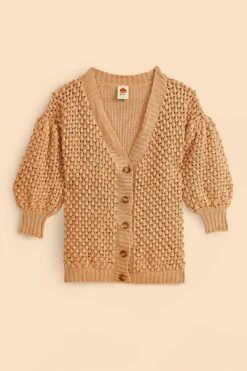 Farm Rio Dark Sand Handmade Dots Cardigan -Perfect Top Shop 317176 05