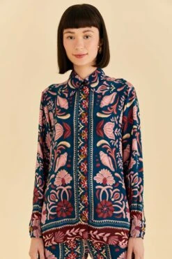 Perfect Top Shop 14 Farm Rio Teal Seashell Tapestry Shirt