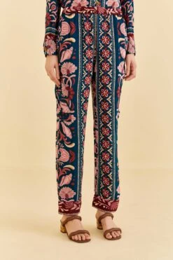 Farm Rio Teal Seashell Tapestry Cargo Pants -Perfect Top Shop 318133 03