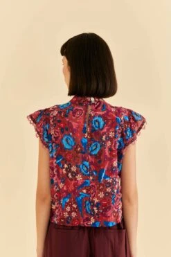 Farm Rio Blush Floral Birds Sleeveless Blouse -Perfect Top Shop 318136 03
