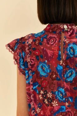 Farm Rio Blush Floral Birds Sleeveless Blouse -Perfect Top Shop 318136 04