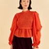 Farm Rio Orange Smocked Blouse -Perfect Top Shop 320259 01