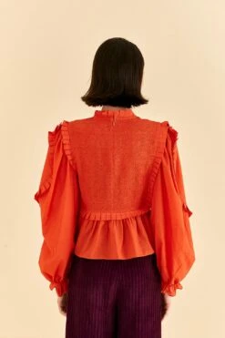 Farm Rio Orange Smocked Blouse -Perfect Top Shop 320259 02