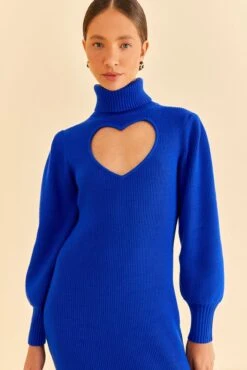 Farm Rio Blue Heart Neckline Knit Dress -Perfect Top Shop 320272 03