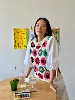 Farm Rio Multi Circles Crochet Vest